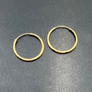AV 14k Yellow Gold Endless Sleeper continuous Minimal Lightweight Hoop Earrings